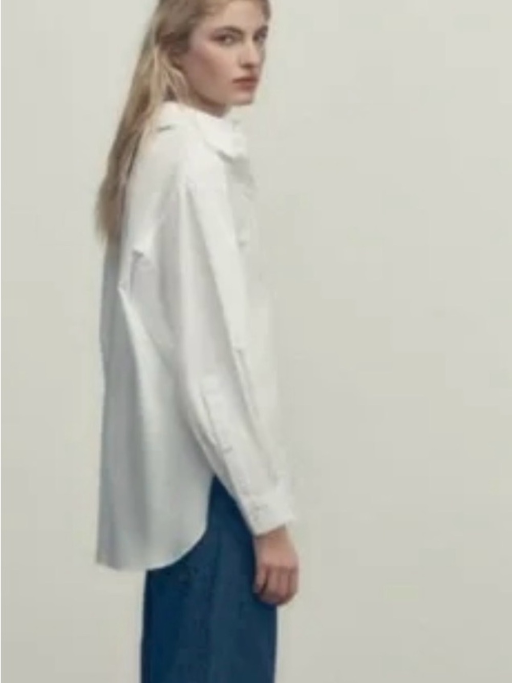 Zara White Oversized Button-Up Shirt